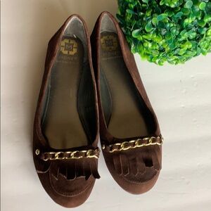 MONET Brown Suede Leather Flat Casual Shoes Sz9